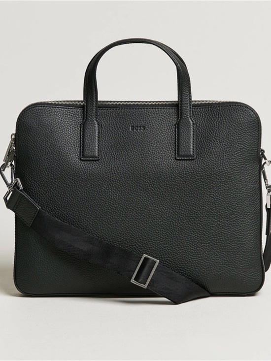 Boss Other - BOSS Crosstown Slim Computer Pebbled Leather Briefcase Black